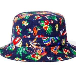 Polo Ralph Lauren Men's Polo Bear Tropical Hawaiian Print Bucket Hat Size L/XL